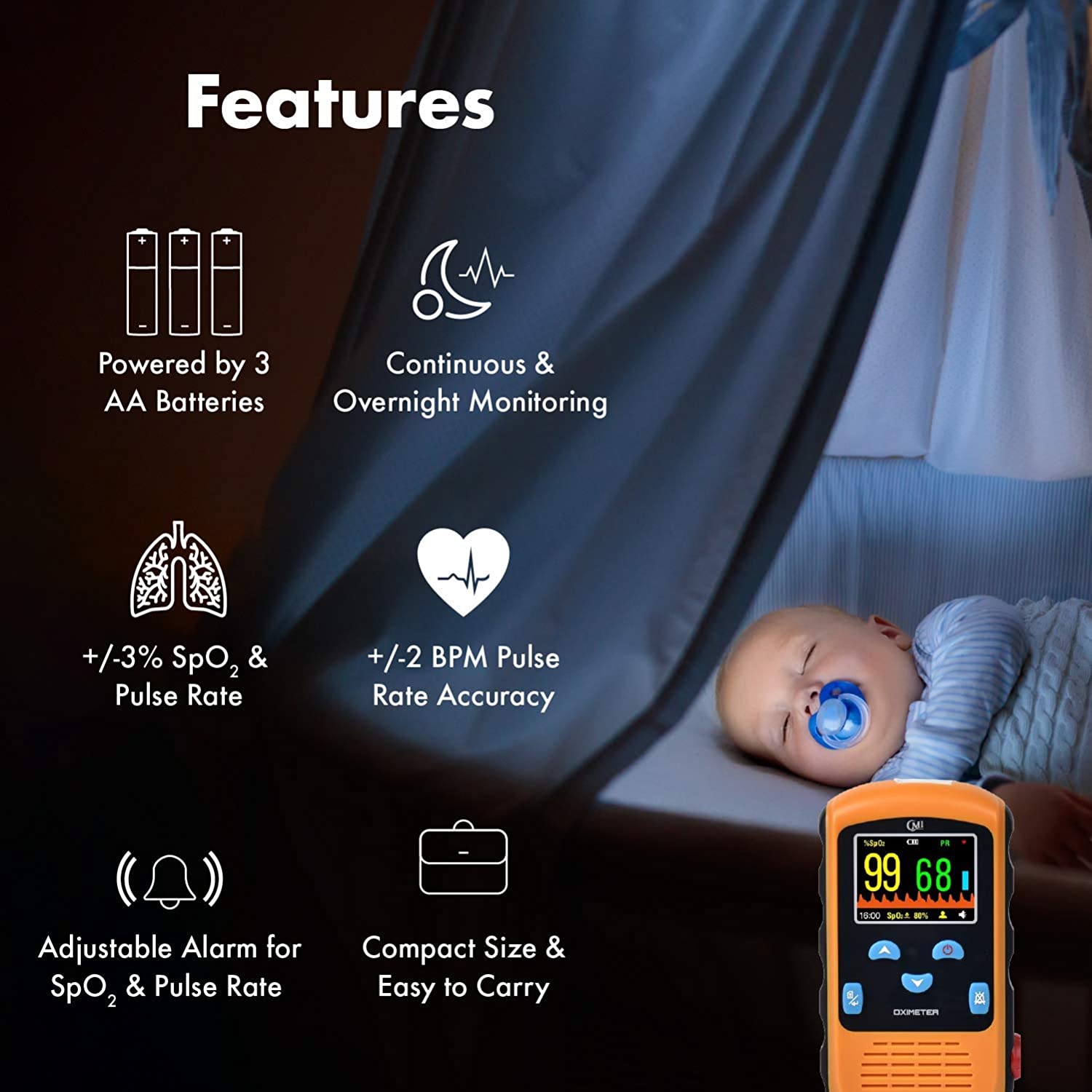 CMI Health Battery Operated Pulse Oximeter